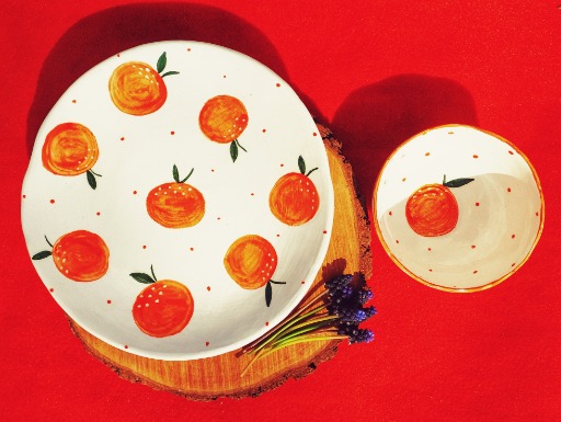 بشقاب و کاسه  پرتقالی