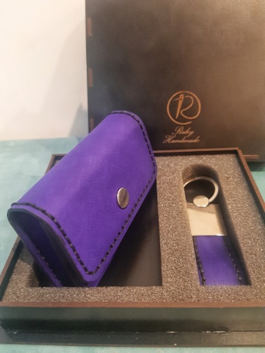 پک هدیه (جا کارتی و جا سویچی)چرم طبیعی|Rahy_handmade