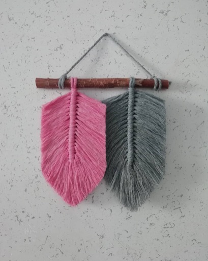 آویز دو برگ مکرومه|گالری بهار