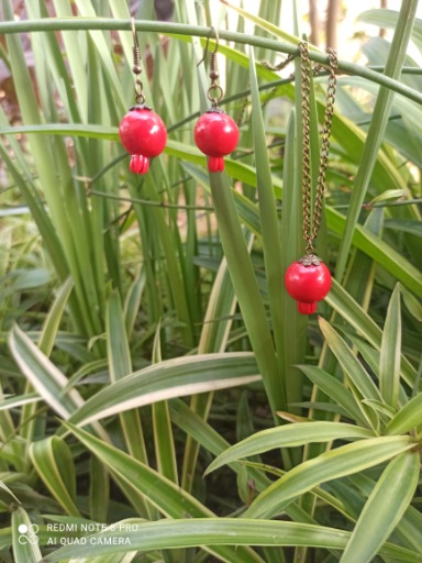 ست گردنبند و گوشوار انار|Gilegool_handmade